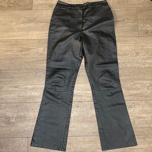 Vintage 90s Euro NAF NAF Paris Black Vegan Faux Leather Mid Rise Bootcut Pants